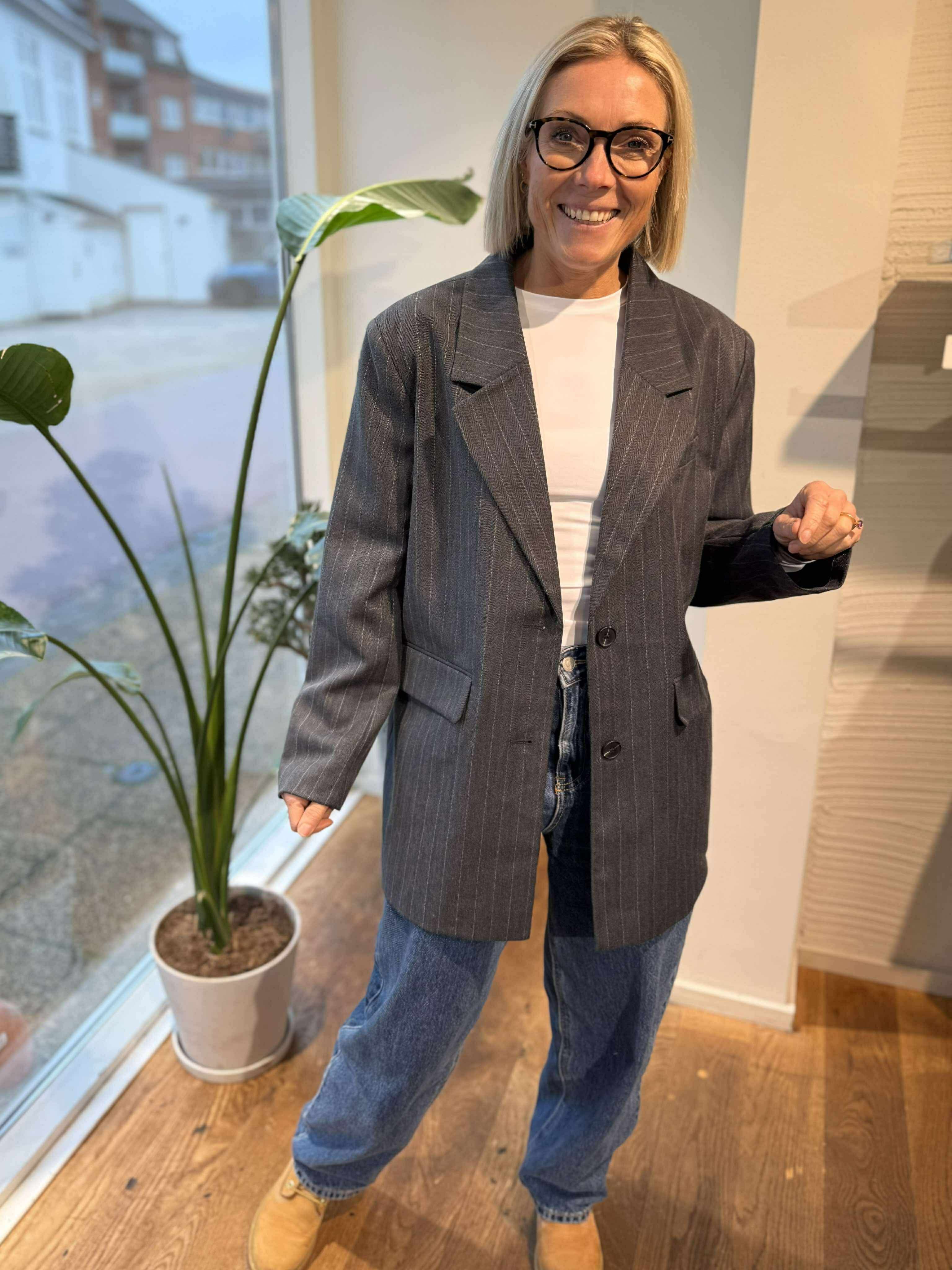 NMCELIA Blazer - Dark Grey Melange